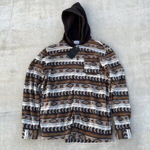 NWT Hurley Rio Twill Hooded Shacket Polar Fleece Khaki Size Medium Tribal Aztec